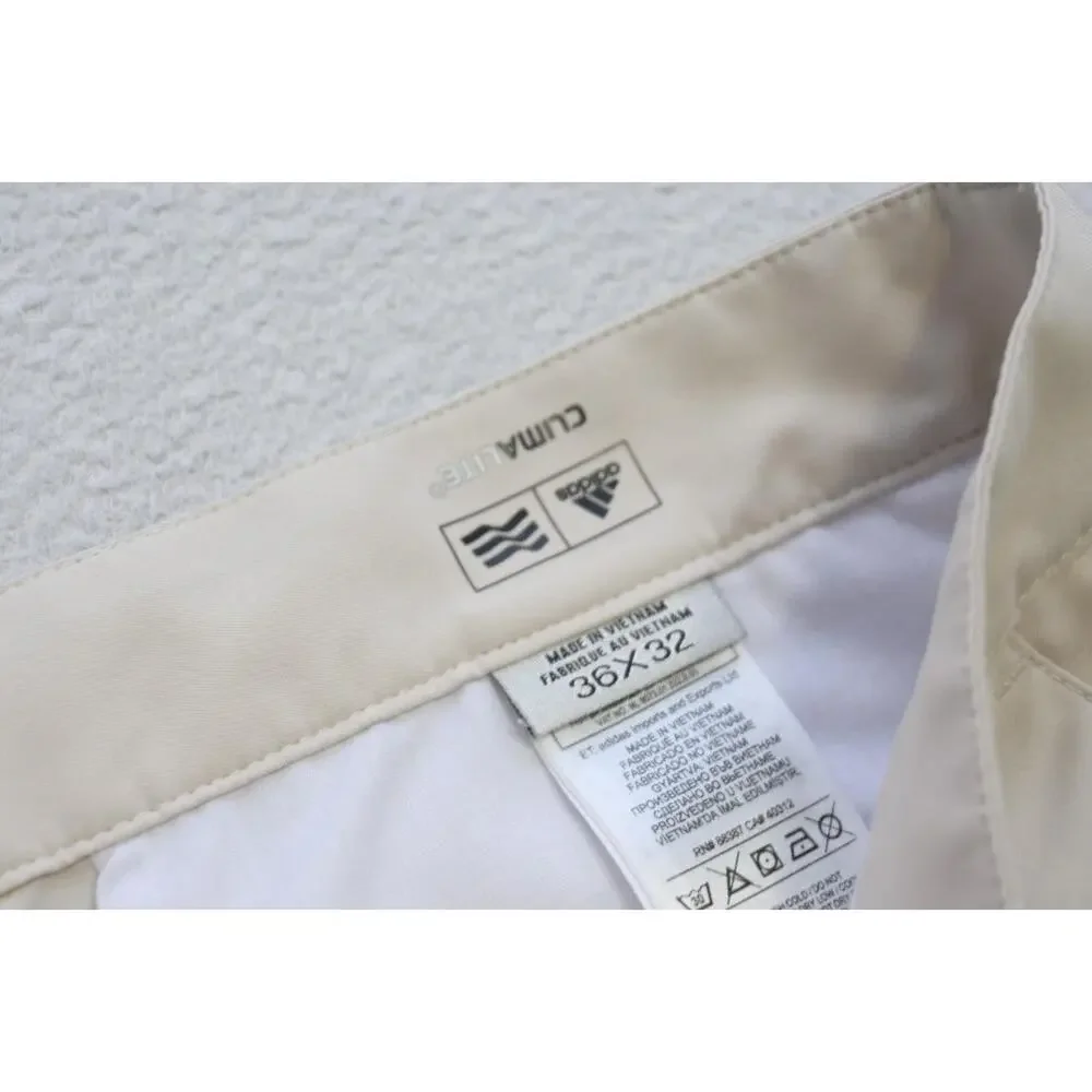 Adidas Golf Pants ClimaLite Beige Flat Dry Fitting Athletic Mens Size 36 x 32‎